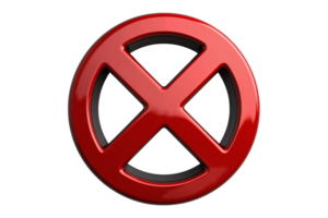 Bold Red Cross Symbol with Glossy 3D Finish and Black Outline on Transparent Background for Prohibited Signs and Warning Graphics png