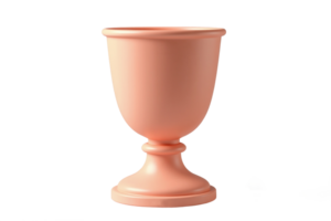Minimalist Peach-Colored Trophy Cup with Classical Pedestal Base and Simple Silhouette on Transparent Background for Achievement Recognition png