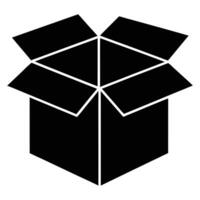 open cardboard box, minimalist design, black and white vector