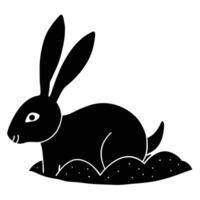 rabbit illustration, minimalist design, side view, Black silhouette vector