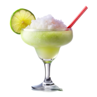 glass of daiquiri with ice and straw in the glass is isolated on transparent background png