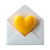 love yellow heart in an envelope is isolated on transparent background png