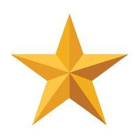 Golden star, 3D geometric shape, five-pointed symmetrical vector