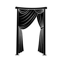 elegant curtains, theatrical drapes, Black and white illustration vector