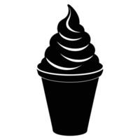 Ice cream cone, soft serve, black and white vector