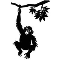 monkey hanging from tree branch vector