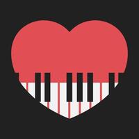 Piano keys in heart shape emblem. Music concept vector