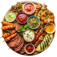 tasty BBQ platter is isolated on transparent background png