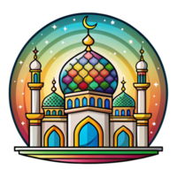 carton style beautiful mosque is isolated on transparent background png
