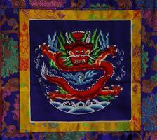 Carmichael, CA, 2005 - Chinese Red Dragon On Colorful Cloth photo
