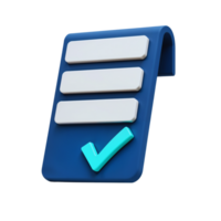 3D checklist icon with a blue background and check mark png