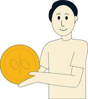Business Finance Character with Coin. vector