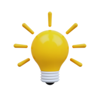 Bright yellow light bulb with rays creating energy png