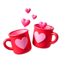 Colorful Heart Mugs with Playful Floating Hearts png