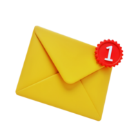 Yellow Envelope Icon with Notification Badge Number One png