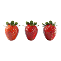 Fresh Ripe Strawberries with Green Leaves in a Row png