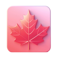 Glossy Autumn Maple Leaf in Rounded Square Frame png