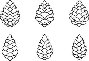 Set of Minimalist Pine Cone Outlines - Autumn and Fall Illustration vector