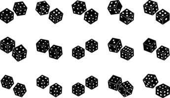 Black And White Ludo Dice Icon Set Illustration Isolated on White Background vector