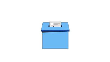 Voting sheet inserted into ballot box 2D cartoon object animation. Democratic election. Civic responsibility. Voter participation checkbox animated flat colorful item 4K isolated on white video