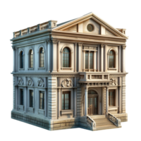Vintage Neoclassical Stone Bank Building with Balcony png