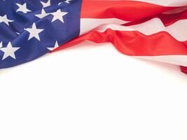 Top view of the American flag is on a white background photo