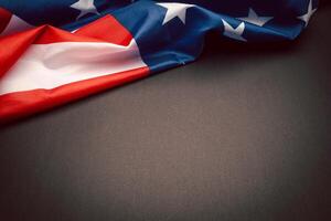 Part of the American flag is on a black background with copy space for text photo