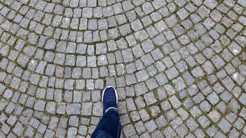 Exploring the cobblestone streets during a casual stroll video