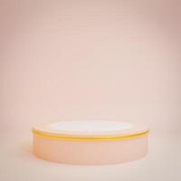 A peach 3D and gold podium on a matching colored background. photo
