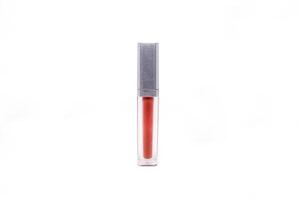 A lip gloss in a clear tube on a white background photo