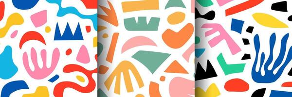 Collection of abstract illustrations with various hand-drawn natural organic shapes vector