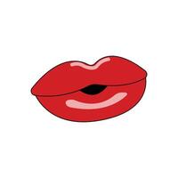 lips with red-colored lipstick isolated on a white background vector