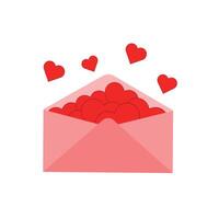 pink envelope with many isolated hearts on a white background vector