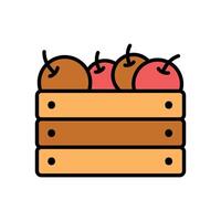 Colorful Apples in a Wooden Crate vector