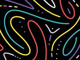 modern abstract wallpaper with vibrant colorful line shapes on black background vector