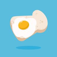 sandwich illustration. Bread with fried egg topping is suitable for breakfast, appetizer or restaurant and diet menu. Food concept graphic design is designed in flat cartoon style. vector