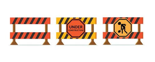 Traffic Safety Barriers with Caution Stripe vector