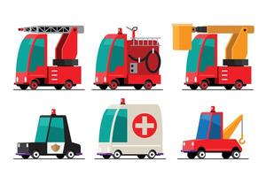 Set of Emergency and Public Service Vehicles vector