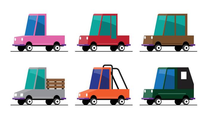 Flat Design Colorful Vehicles