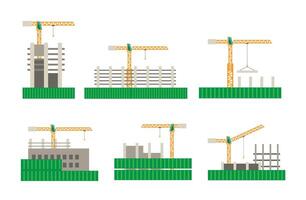 Construction Site with Tower Cranes and Building Frameworks vector