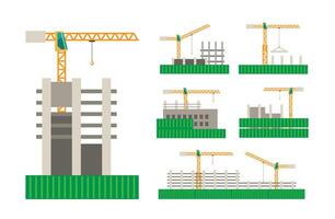 Construction Site with Tower Cranes vector
