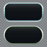 Black Rectangle Web Buttons with Silver Frame and Colorful Line, Green, Blue, Template of Empty Buttons vector