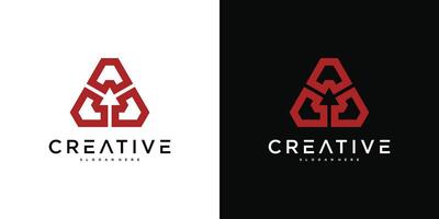 Company logo design, abstract triangle. Premium vector
