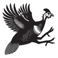 Numida Meleagris Bird Illustration in Flightless Silhouette vector