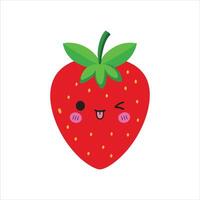 Kawaii Strawberry Face Design with Isolated Fruit Charm vector