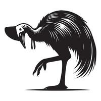 Black and White Cassowary Bird Silhouette Illustration Design vector