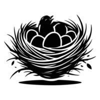 Simple Bird Nest with Eggs Illustration for Wall Art vector