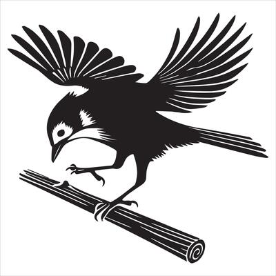 Grey Jay Bird Silhouette Art