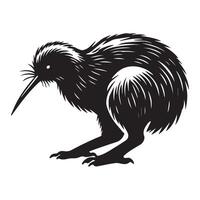 Minimalist Kiwi Bird Silhouette Design with Cute Details vector