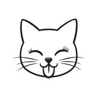 Smiling Cat Face Outline Drawing vector